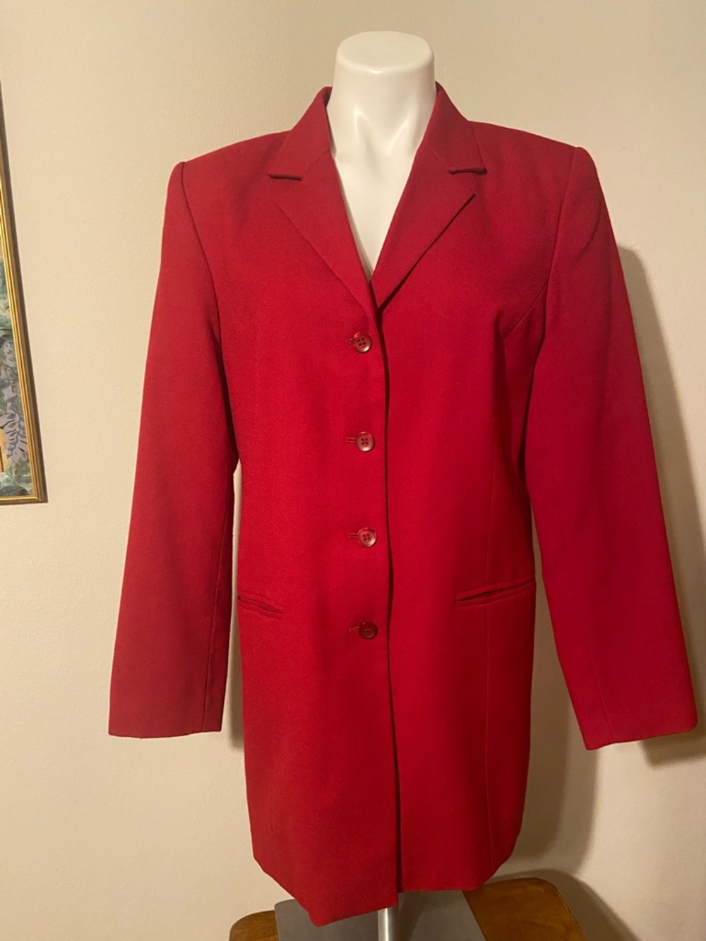 Vintage Norton McNaughton Red Tailored Single-Breasted Blazer Coat